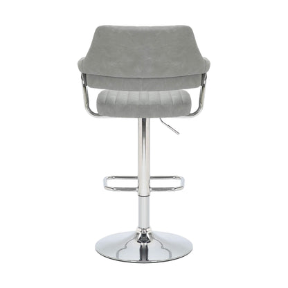 Pair of Brixton Leather Effect Light Grey Bar Stools