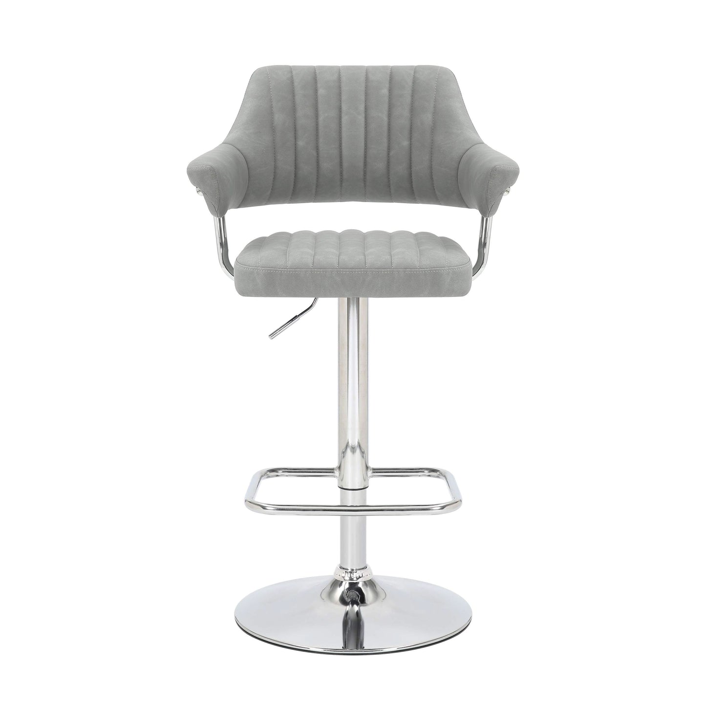 Pair of Brixton Leather Effect Light Grey Bar Stools