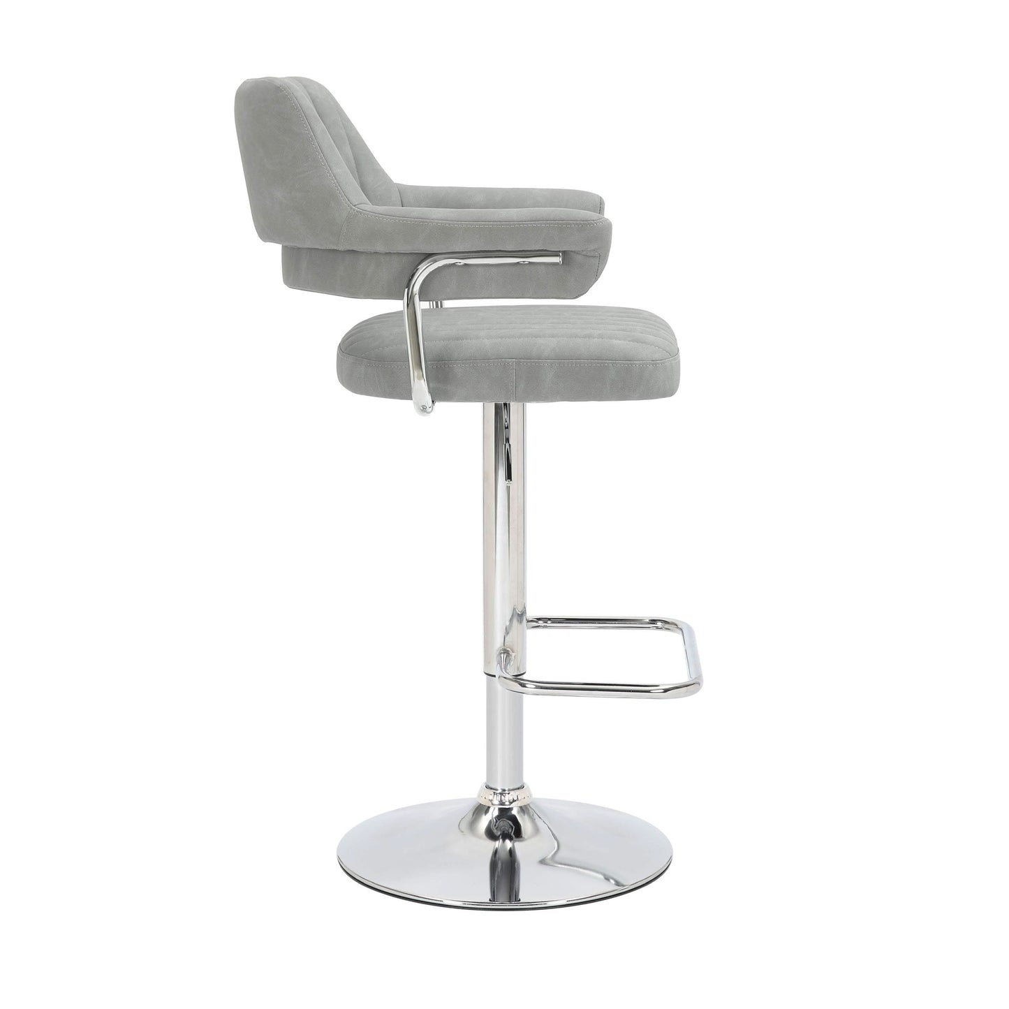 Pair of Brixton Leather Effect Light Grey Bar Stools