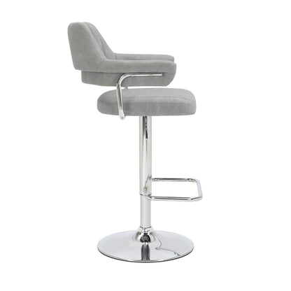Pair of Brixton Leather Effect Light Grey Bar Stools