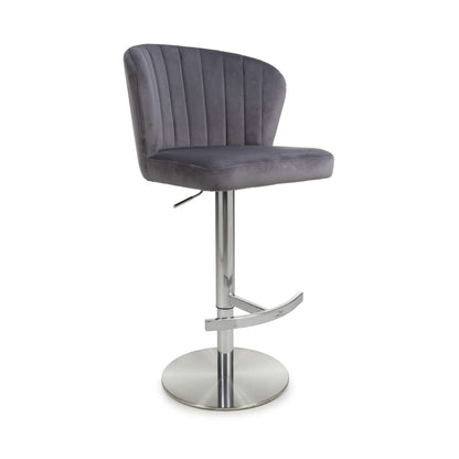 Penny Brushed Velvet Grey Bar Stool