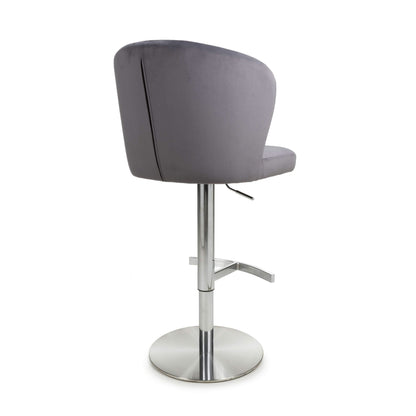 Penny Brushed Velvet Grey Bar Stool