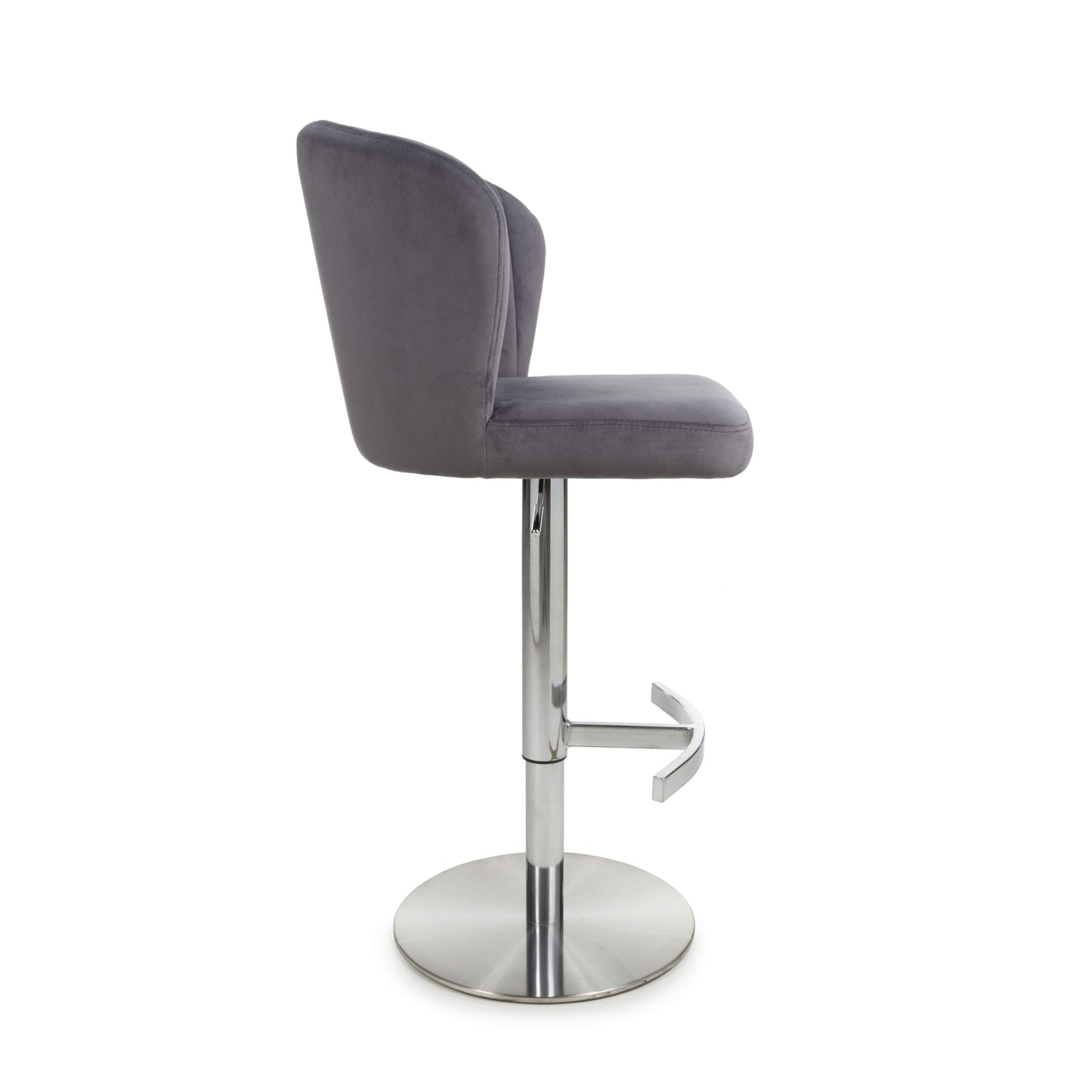 Penny Brushed Velvet Grey Bar Stool