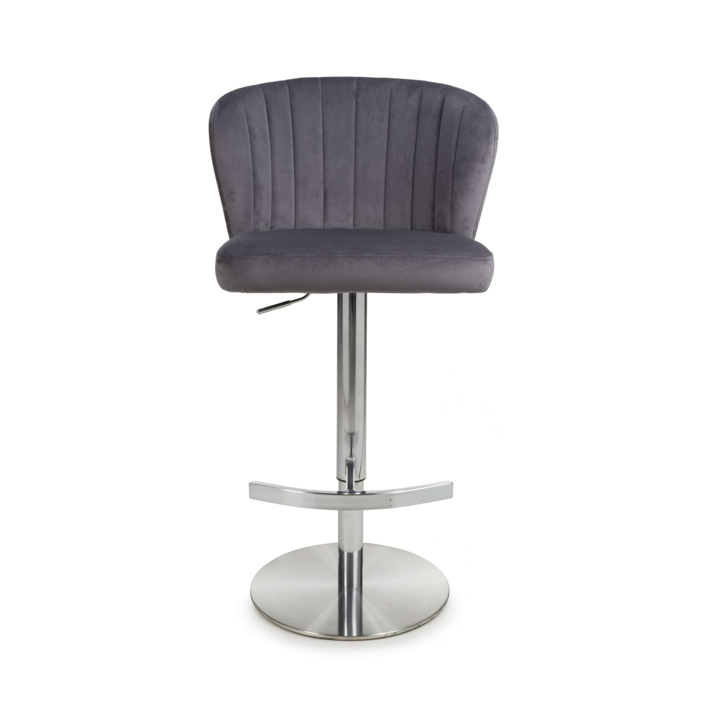 Penny Brushed Velvet Grey Bar Stool
