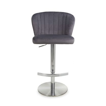 Penny Brushed Velvet Grey Bar Stool