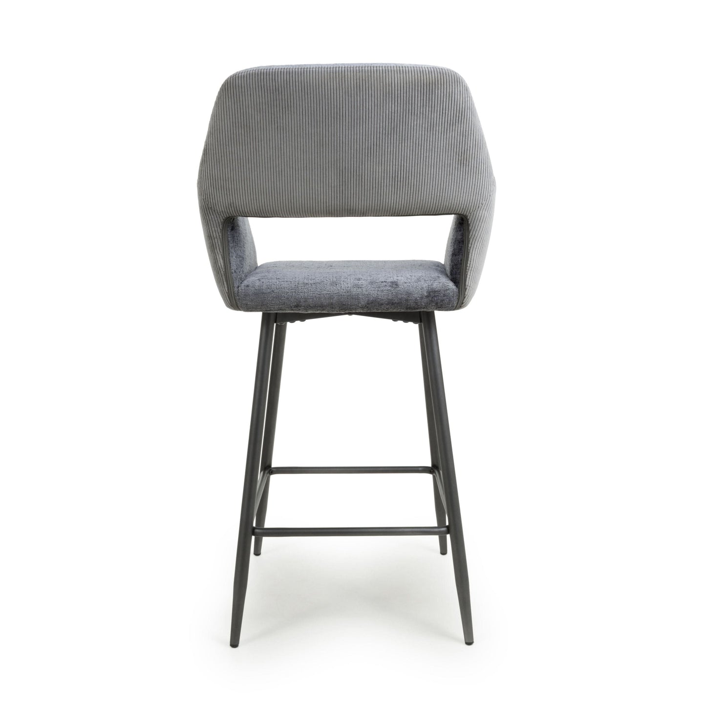 Pair of Como Chenille Corduroy Blue/Grey Bar Stools