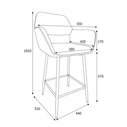 Pair of Como Chenille Corduroy Blue/Grey Bar Stools