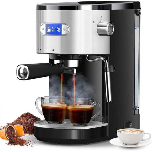 20 Bar Espresso Maker with Milk Frother Steam Wand, Cappuccino and Latte Machine for Household, Coffee Lovers Gift