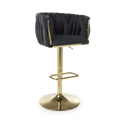Mayfair Brushed Velvet Black Bar Stool
