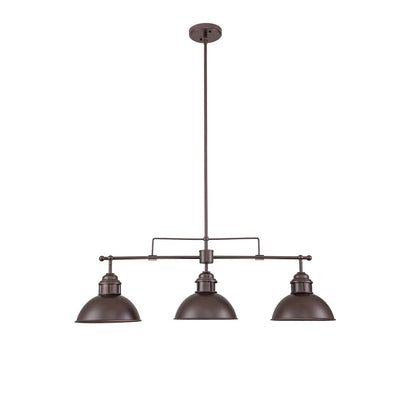 3-Light Industrial Farmhouse Dome Pendant Metal Linear Kitchen Island Pendant Light Oil Rubbed Bronze Finish