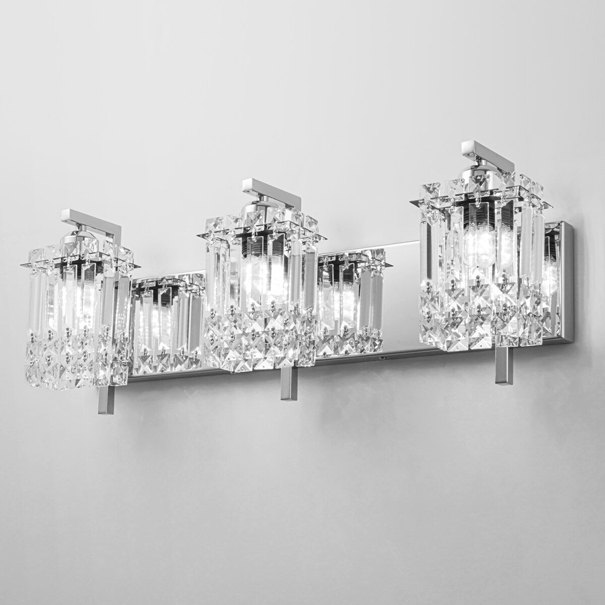 3-Light Modern Glam Bathroom Vanity Lights Crystal Wall Sconce Light for Mirror
