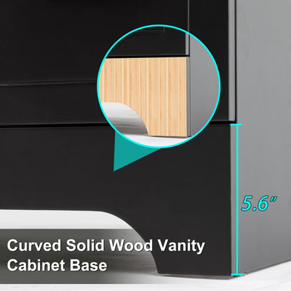 Wavy Line 30/36/48 Bathroom Vanity Set with Sink & Faucet