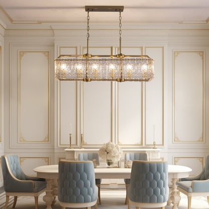40 in. Linear Modern Crystal Chandeliers 16-Light Brass Gold Rectangular Chandelier for Dining Living Room Kitchen Island