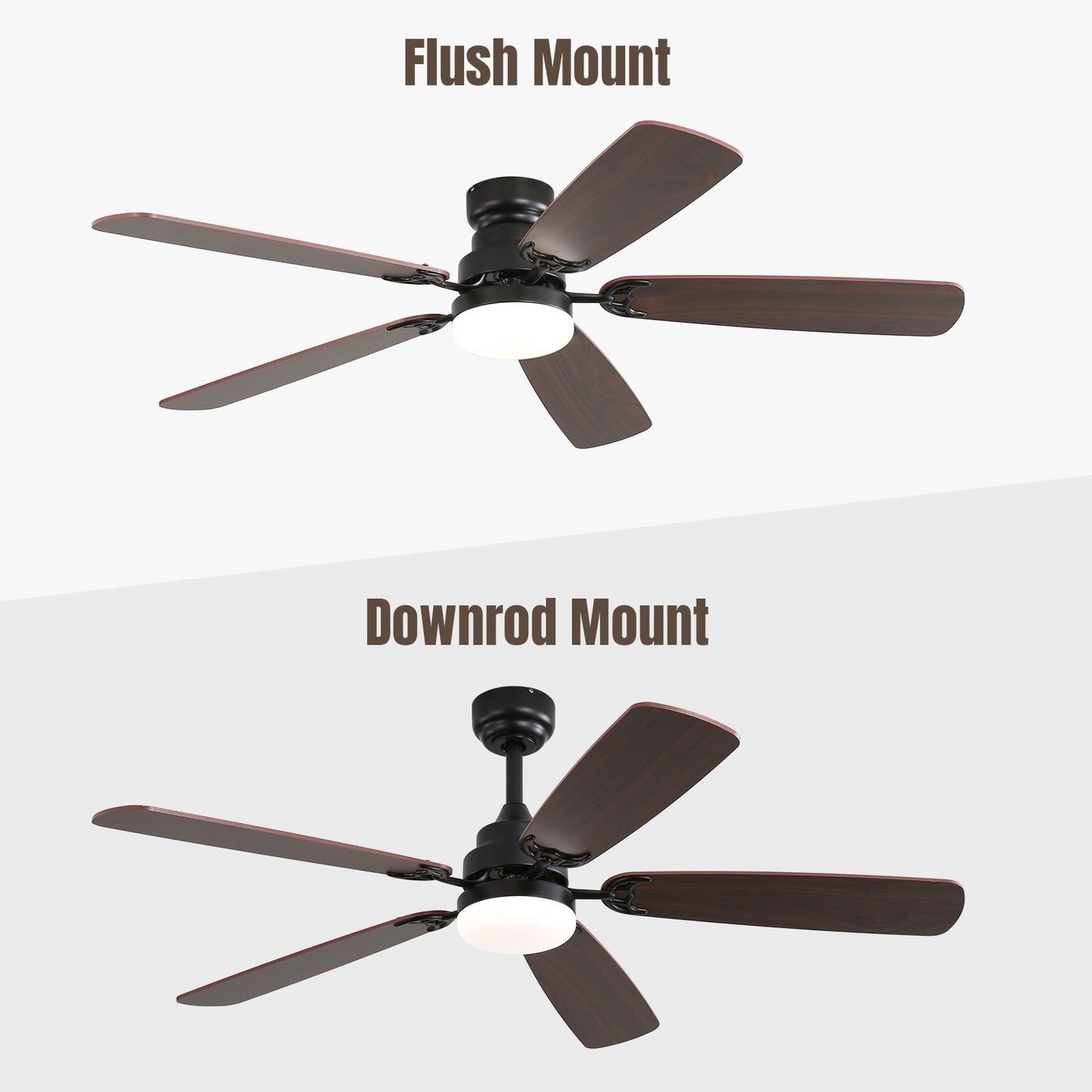 48 and 52 Integrated LED Ceiling Fan with Light and Remote, Reversible DC Motor