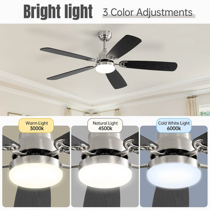 48 and 52 Integrated LED Ceiling Fan with Light and Remote, Reversible DC Motor