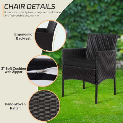 4 Piece Patio Conversation Wicker Furniture Set, Outdoor Rattan Sectional Furniture Set With Cushions