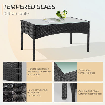 4 Piece Patio Conversation Wicker Furniture Set, Outdoor Rattan Sectional Furniture Set With Cushions