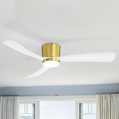 52 Inch Black/White Flush Mount LED Ceiling Fan with Lights Remote(3-Blade)