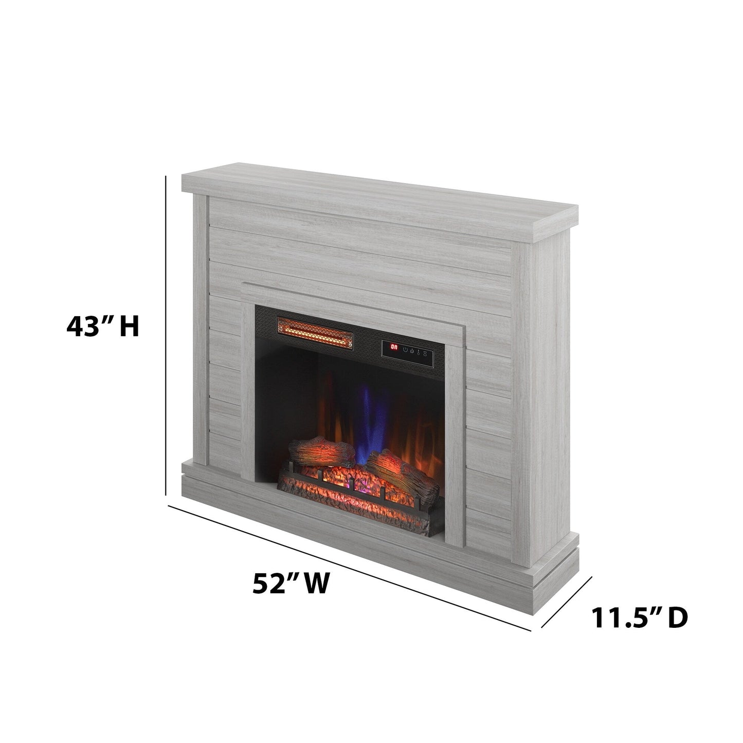 52 Shiplap Wall Mantel with 3D Fireplace Insert
