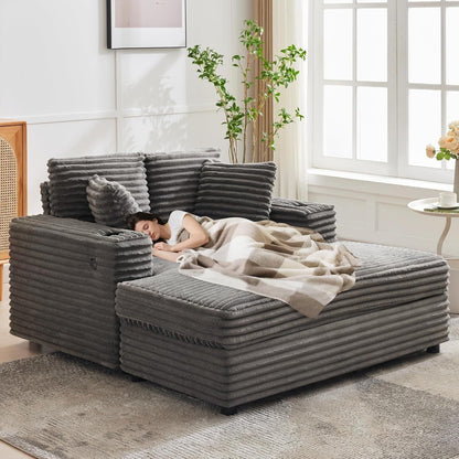 54'' Upholstered Sofa Bed with Pillows and Arms Indoor Oversized Coffee Chair Comfortable Corduroy Sleeper Sofa