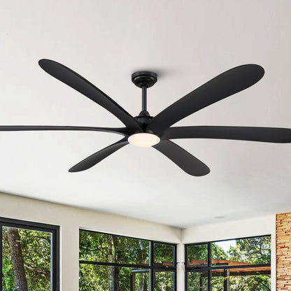 72-inch Driftwood 6-Blade Large DC Ceiling Fan with Light and Remote
