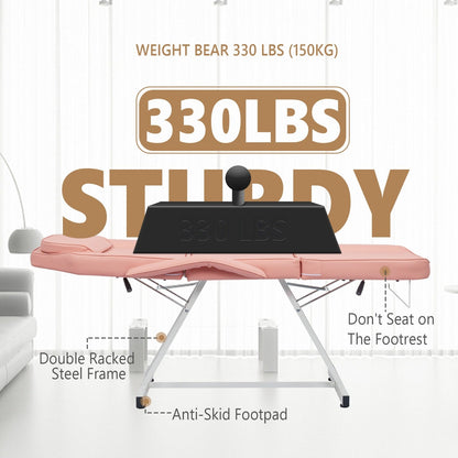 73 Adjustable Beauty Salon Spa Massage Bed Tattoo Chair with Stool