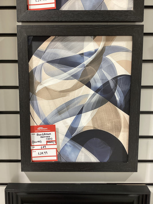 Blue & brown abstract Left 50X40 AB632-L FN39 BLACK OV