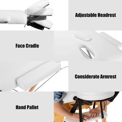 84''L Portable Massage Table Adjustable Facial Spa Bed Tattoo w/ Carry