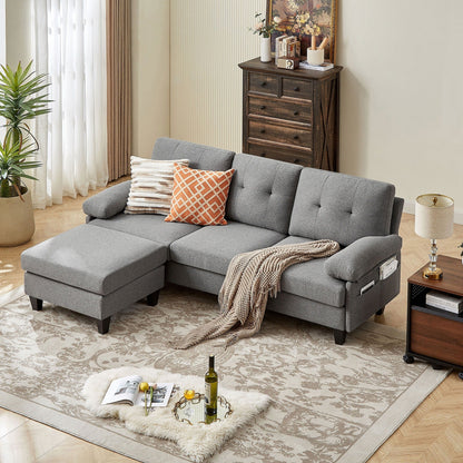 86.22 L Shaped Sectional Sofa with Side Storage Pockets