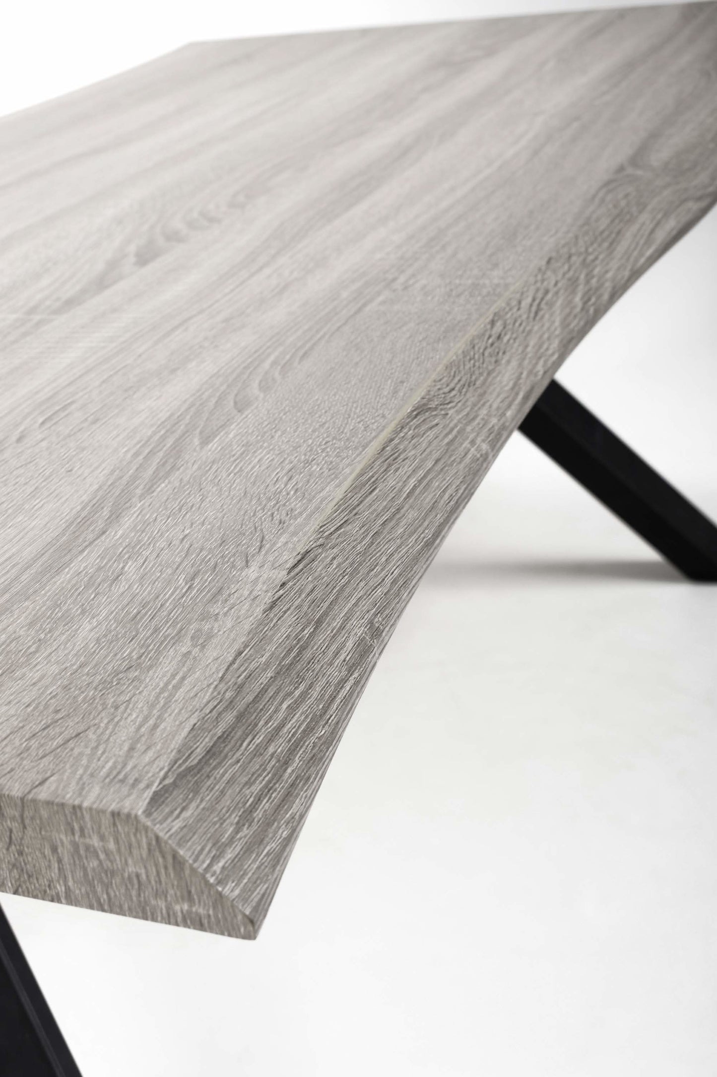 Vienna Natural Curved Dining Table with 4 Grey Buxton Chairs