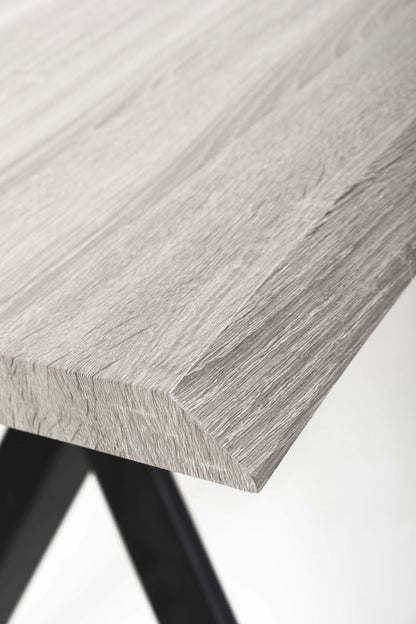 Vienna Natural Curved Dining Table with 2 Grey Buxton Chairs & Buxton Bench