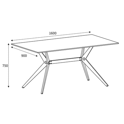 Islington 1.6m Black Dining Table