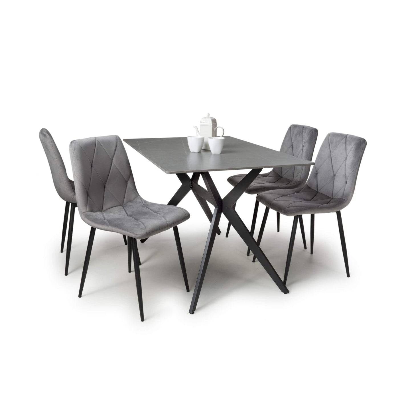 Islington 1.2m Grey Dining Table with Grey Luca Chairs