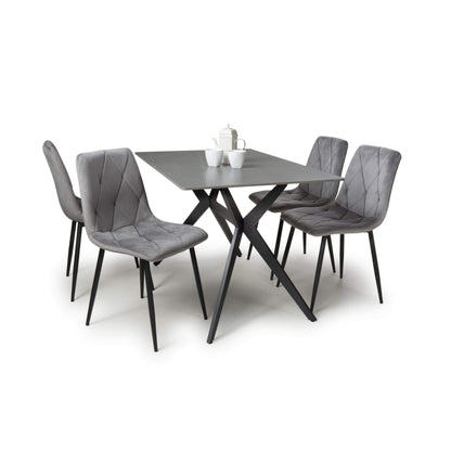 Islington 1.2m Grey Dining Table with Grey Luca Chairs