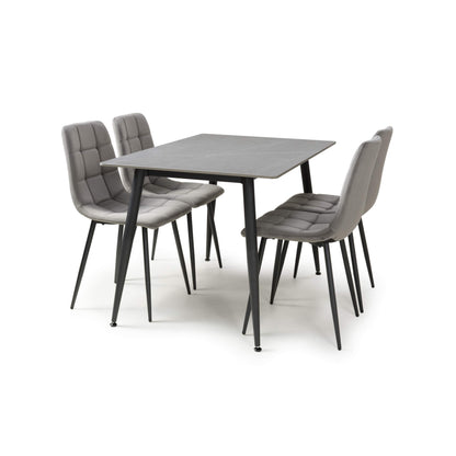 Stockholm Grey Dining Table with 4 Grey Loft Dining Chairs