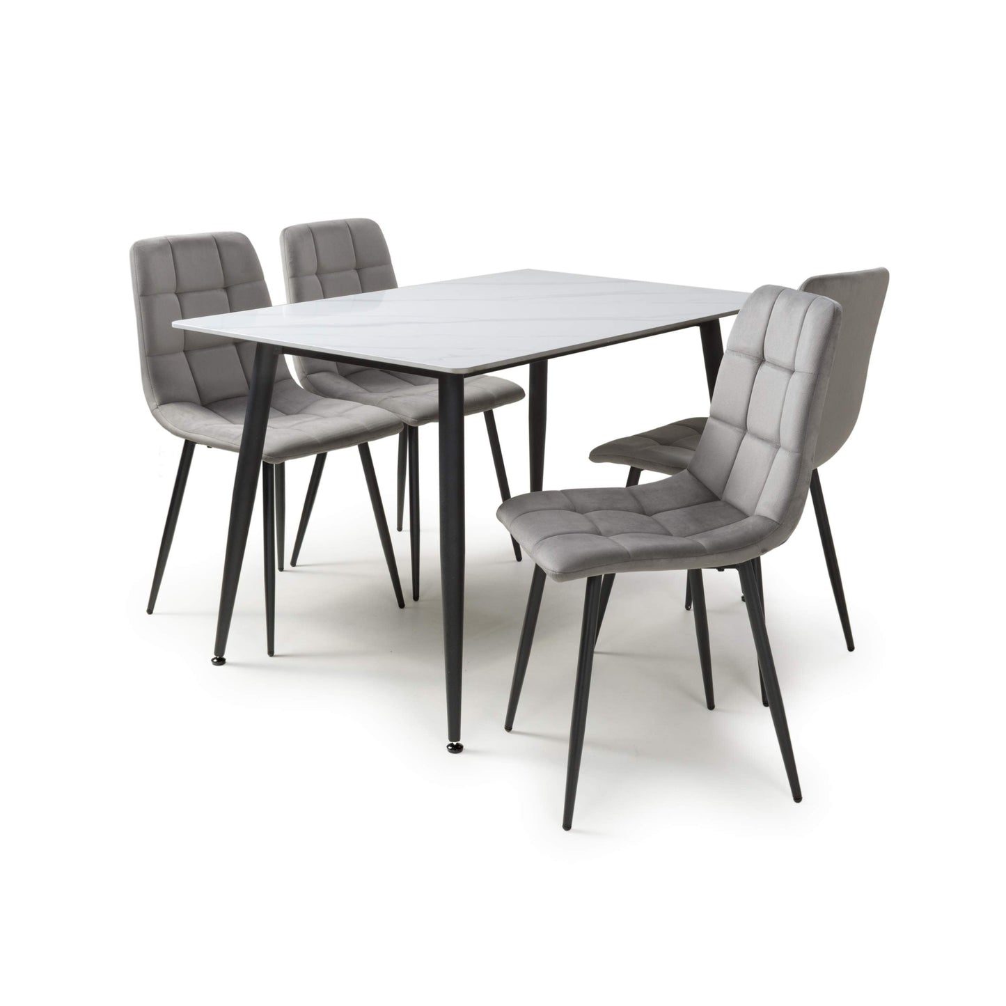 Stockholm White Dining Table with 4 Grey Loft Dining Chairs