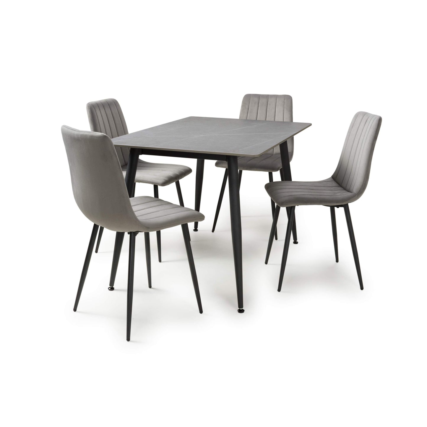 Stockholm Grey Dining Table with 4 Grey Leo Dining Chairs