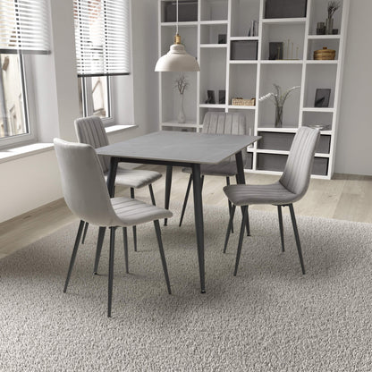 Stockholm Grey Dining Table with 4 Grey Leo Dining Chairs
