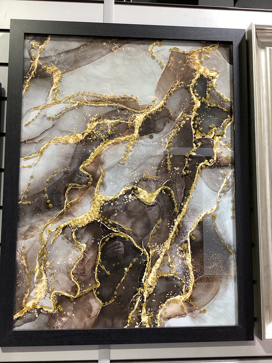 Black, gold & grey abstract 80X60 AB664 FN39 BLACK LA