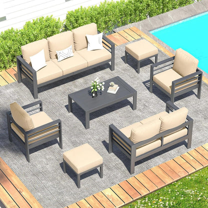 AECOJOY 7 Pieces Aluminum Patio Furniture Set Outdoor Conversation Set