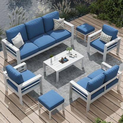 AECOJOY 7 Pieces Aluminum Patio Furniture Set Outdoor Conversation Set