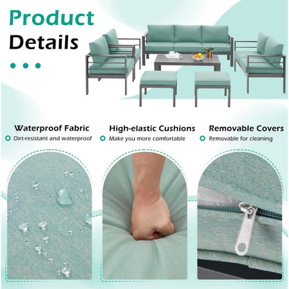 AECOJOY 7 Pieces Aluminum Patio Furniture Set Outdoor Conversation Set