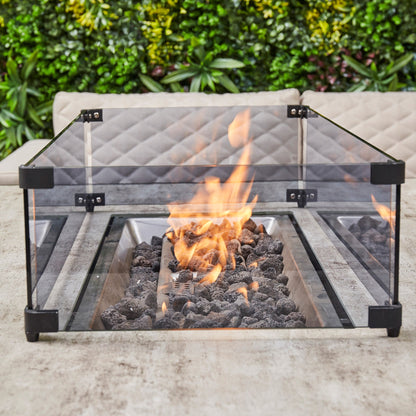 Ava Aluminium Corner Dining Set with Fire Pit – Beige