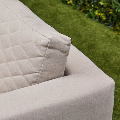 Ava Aluminium Corner Dining Set with Fire Pit – Beige