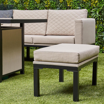 Ava Aluminium Corner Dining Set with Fire Pit – Beige