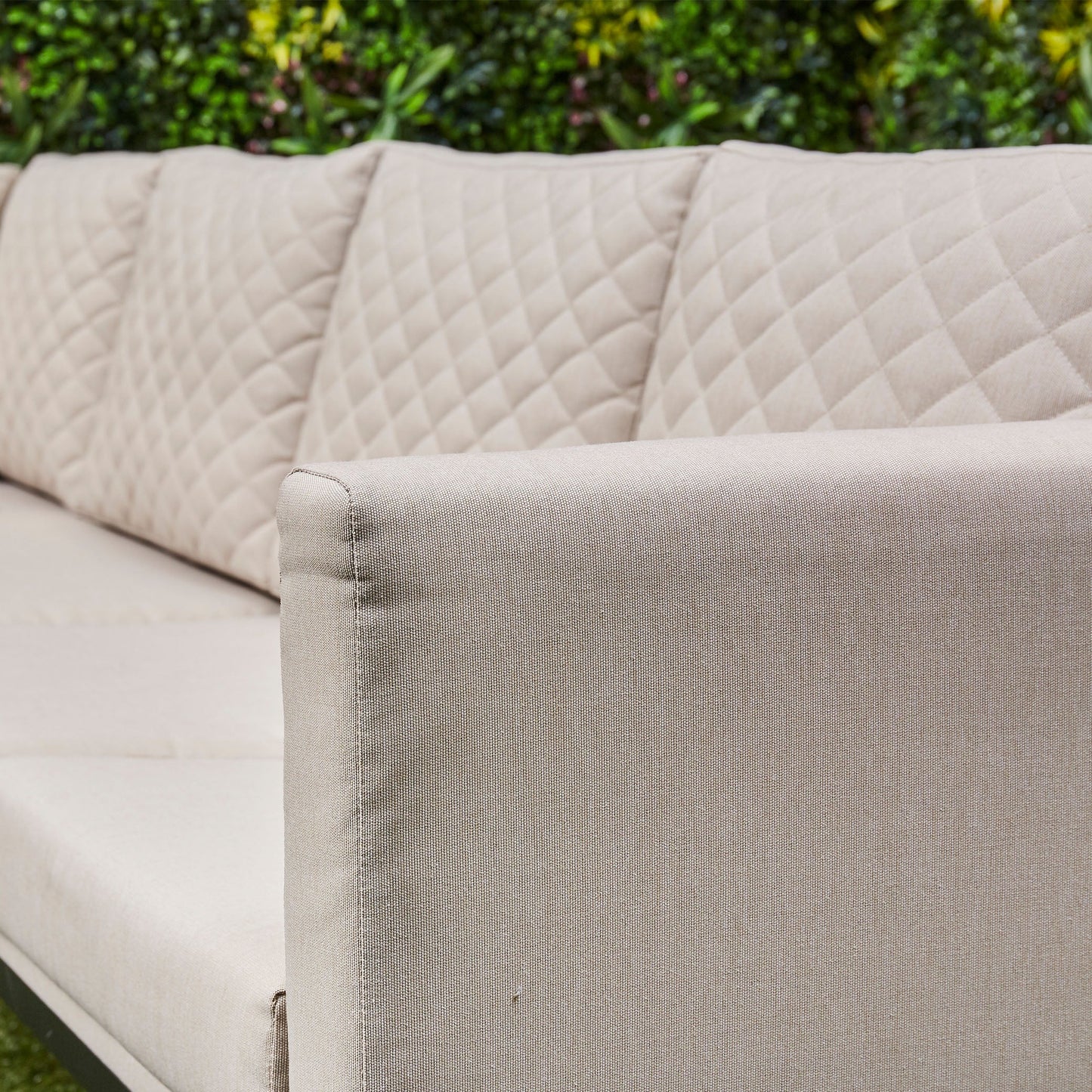 Ava Aluminium Corner Dining Set with Fire Pit – Beige