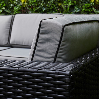 Chakra Rattan Corner Dining Set with Fire Pit – Black