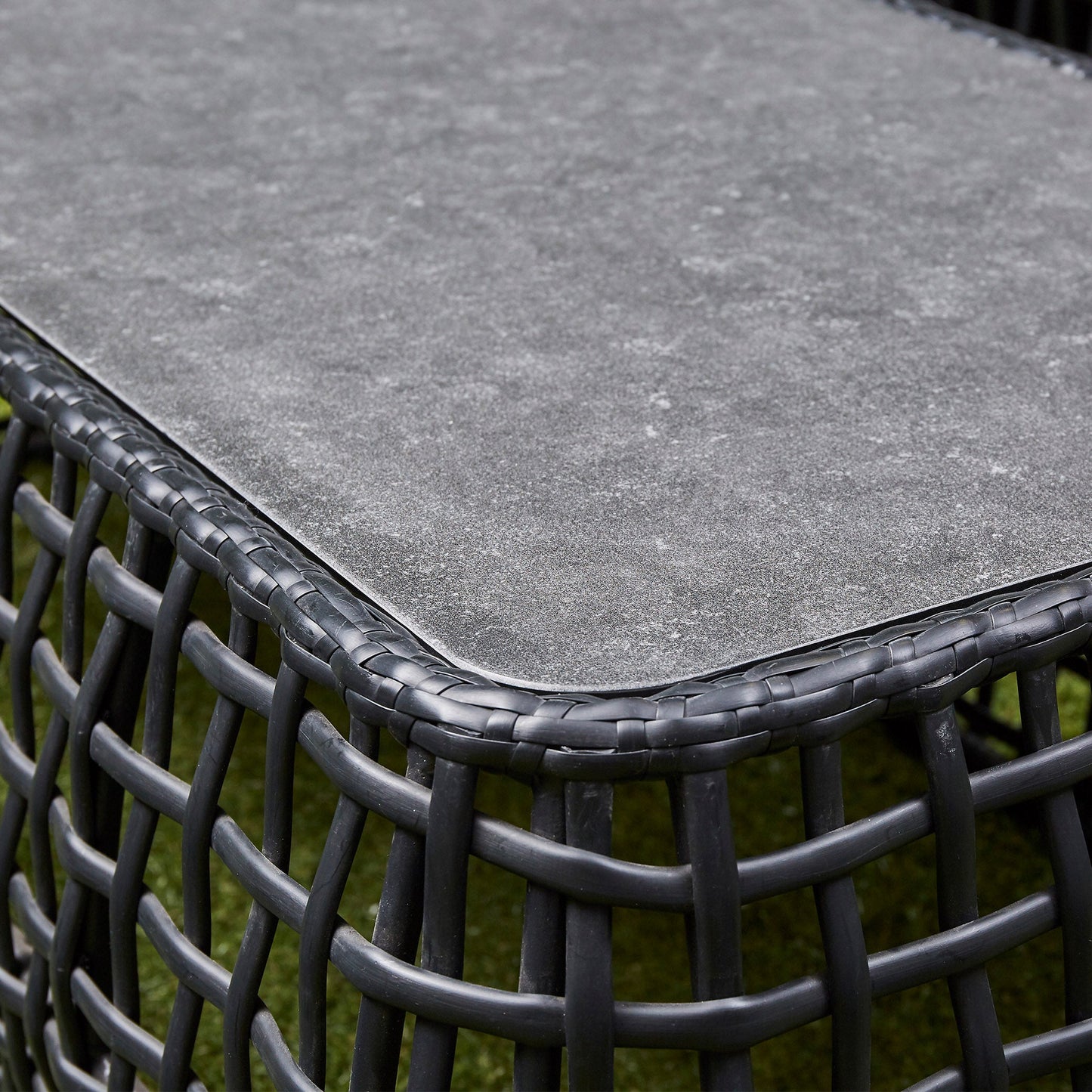 Indi Rattan Corner Sofa Set– Black