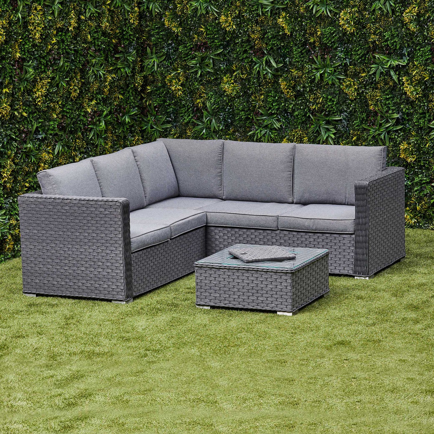 Nova Rattan Corner Sofa Set with Ice Bucket Grey