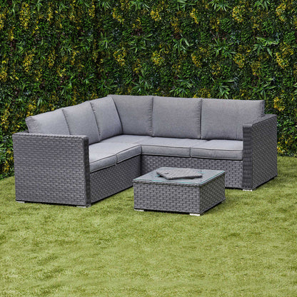 Nova Rattan Corner Sofa Set with Ice Bucket Grey